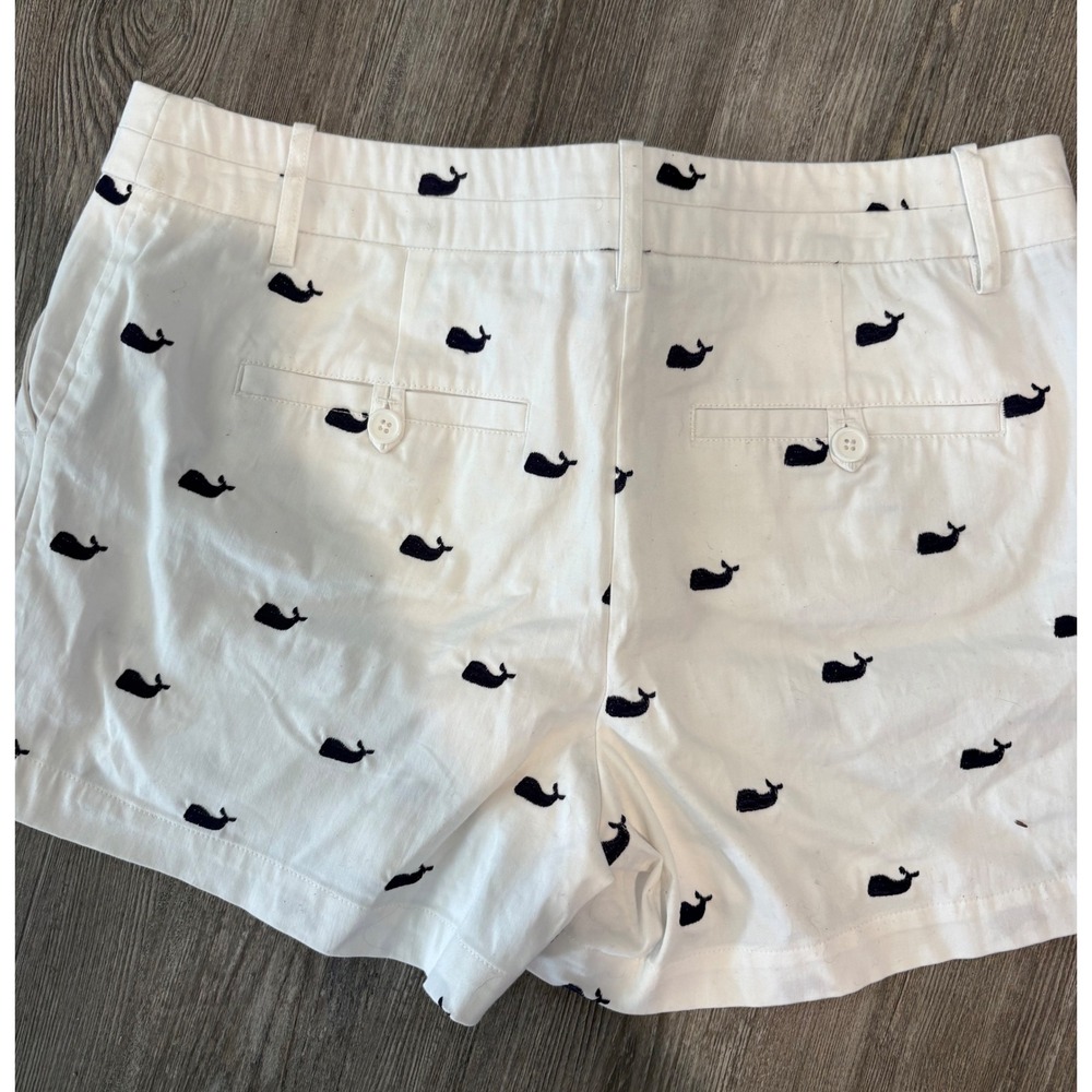 Telluride Clothing Co Womens White Navy Blue‎ Whale Embroidered Chino Shorts - Picture 5 of 5